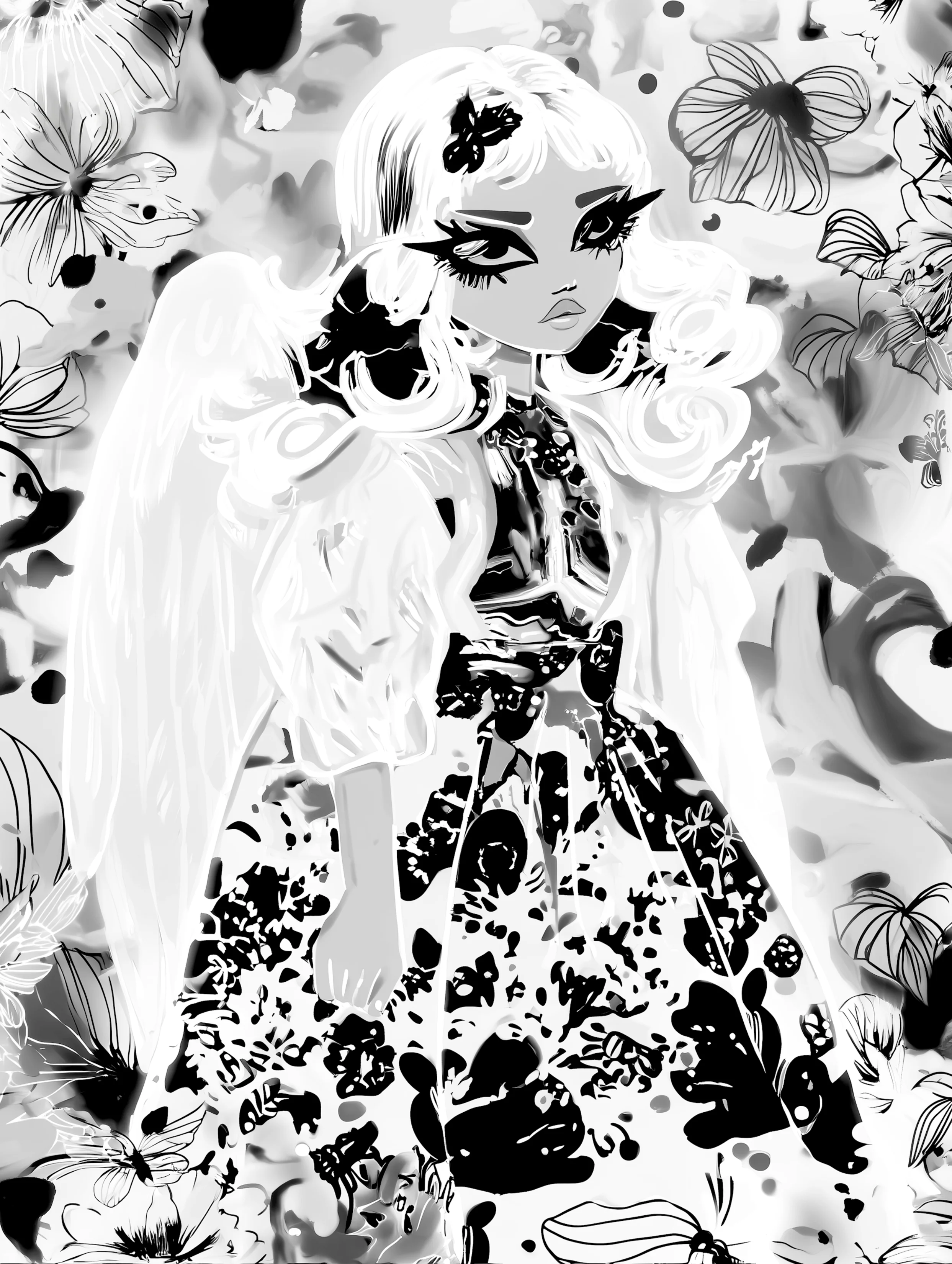 Free printable angel coloring page for adults featuring disappointed angel